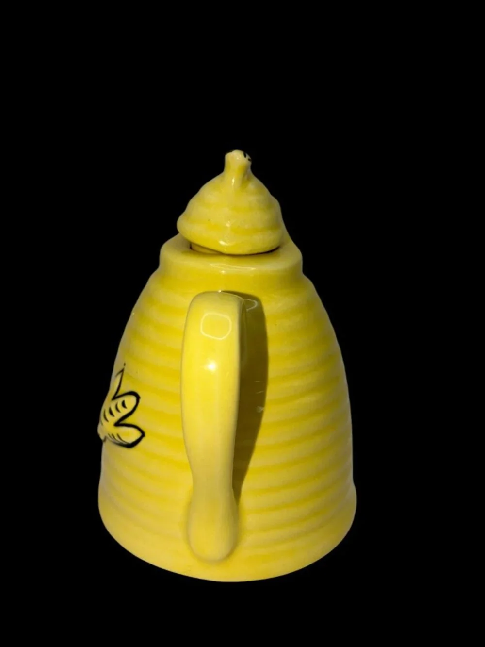 Vintage Ceramic Beehive Honey Pot Jar Yellow Bee Design Lid 5